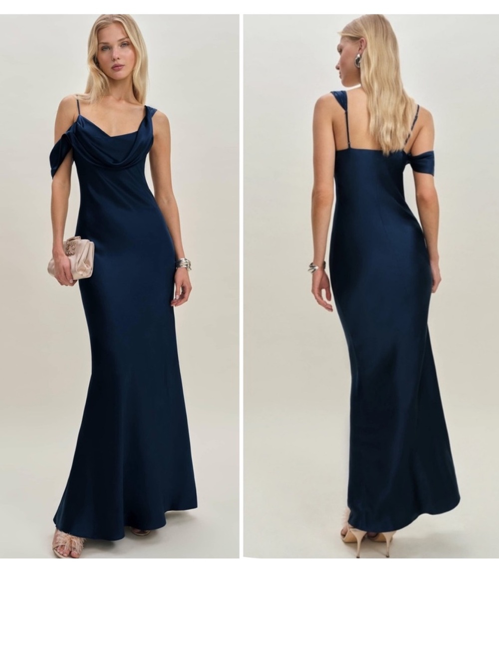 NWT! Reformation Ronda navy blue silk dress size 10